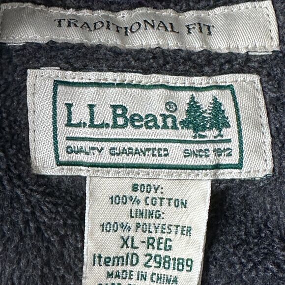 LL Bean Fleece Lined Flannel Shirt Men's XL Blue Red Plaid Long Sleeve Button Up - Picture 7 of 10